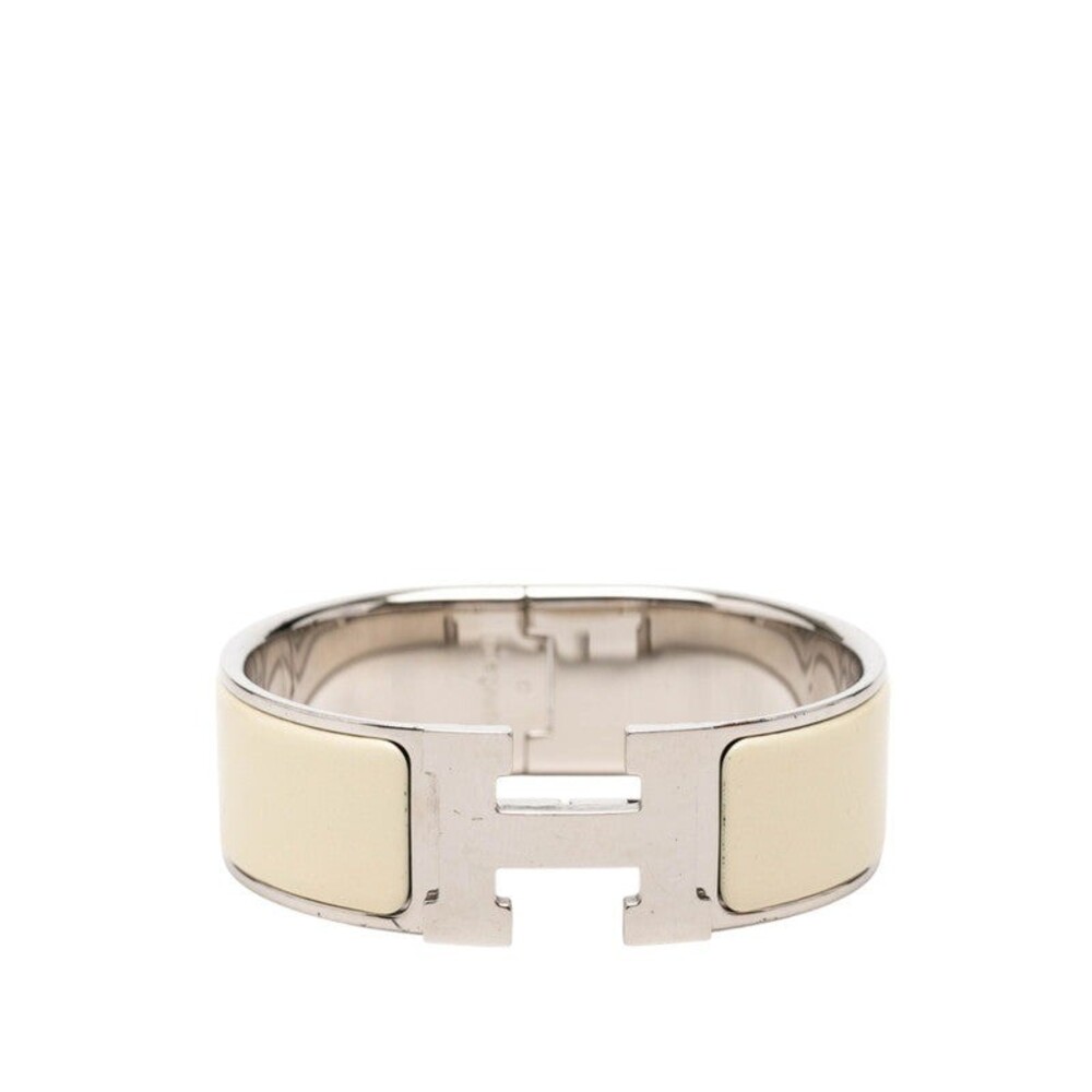 Hermes Clic Clac GM H Logo Enamel Bracelet Ecru